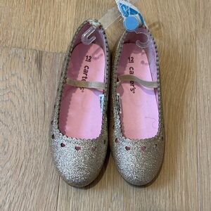 NWT Carter's Glittery Gold Dress Shoes for Girls  size 12